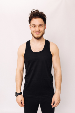 Черная мужская майка классическая 100% хлопок