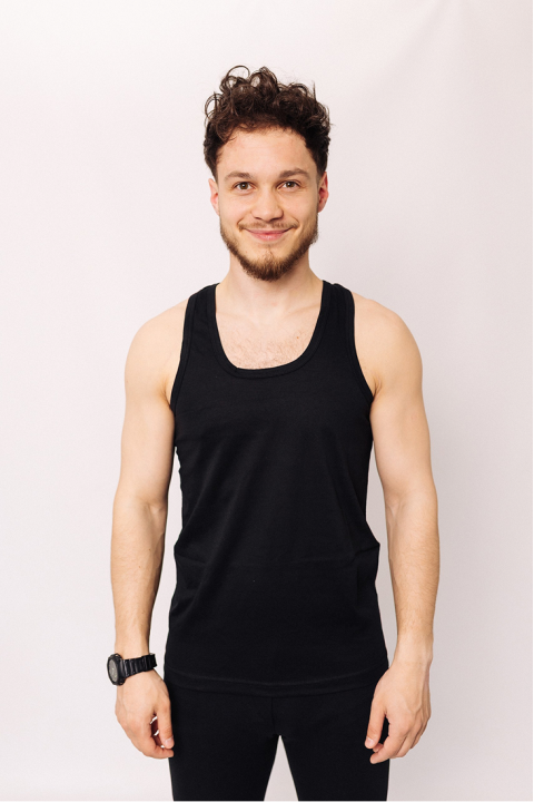 Черная мужская майка классическая 100% хлопок