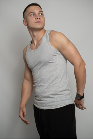 Мужская майка Светло-серая Меланж классическая 100% хлопок