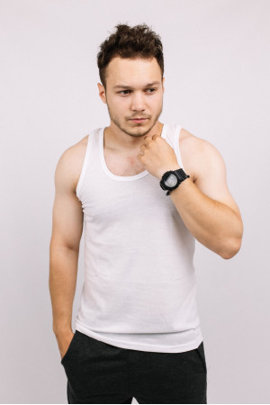 Белая мужская майка классическая 100% хлопок