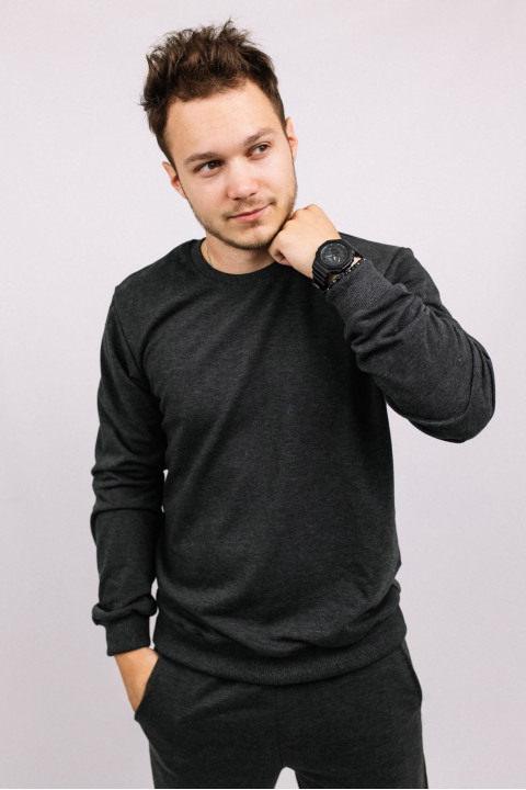 Мужской Темно-серый свитшот из двунитки антрацит