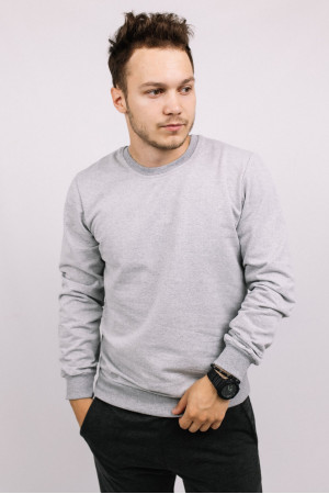Мужской Светло-серый свитшот из двунитки меланж