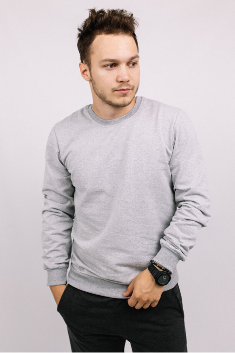 Мужской Светло-серый свитшот из двунитки меланж
