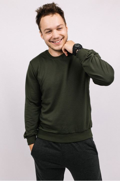 Мужской Оливковый свитшот из двунитки однотонный