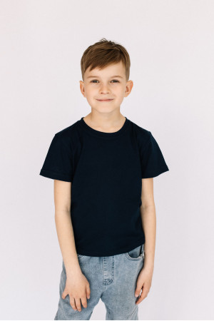 Детская Черная футболка 100% хлопок трикотажная однотонная для мальчика