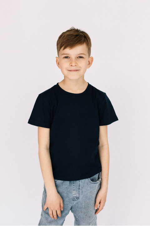Детская Черная футболка 100% хлопок трикотажная однотонная для мальчика