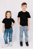 Детская Черная футболка 100% хлопок трикотажная однотонная для мальчика