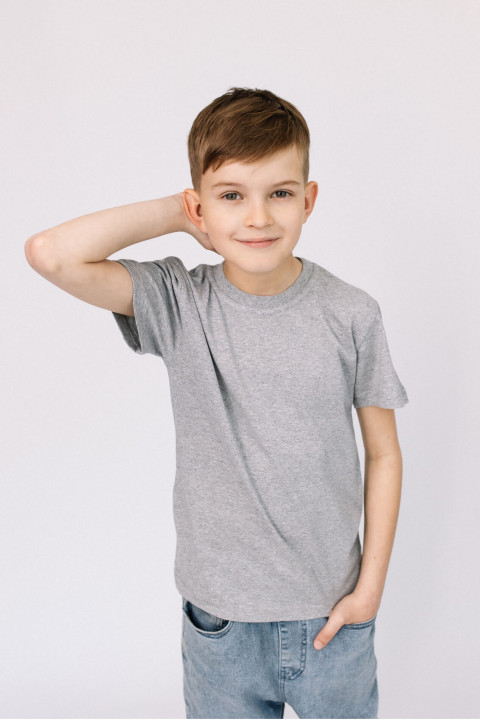 Детская Белая футболка 100% натуральная базовая без принта для мальчика