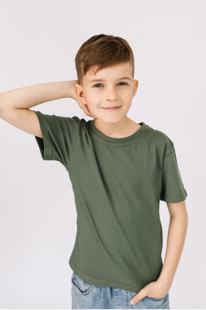 Детская Оливковая Светлая футболка из хлопка натуральная для мальчика