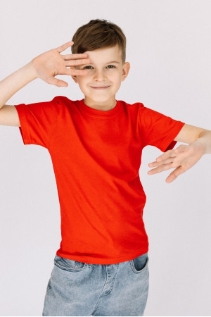 Детская Красная футболка из хлопка натуральная для мальчика