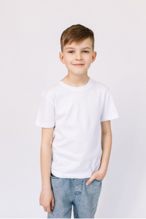 Детская Белая футболка 100% натуральная базовая без принта для мальчика