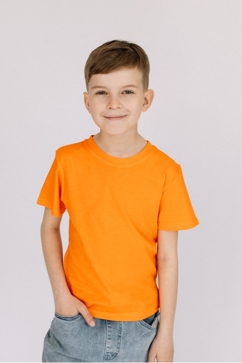 Детская Оранжевая футболка хб трикотажная яркая для мальчика