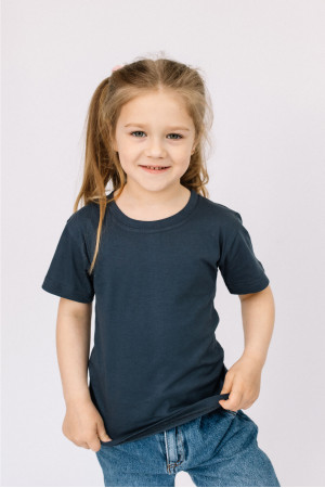 Детская футболка Темно-серый Антрацит натуральная для девочки