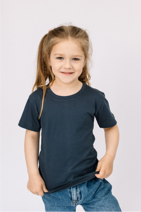 Детская футболка Темно-серый Антрацит натуральная для девочки