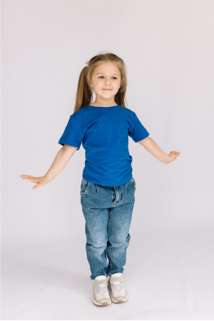 Детская Яркая Синяя футболка Электрик натуральная для девочки