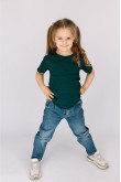 Детская Темно-зеленая футболка хб хлопок натуральная для девочки
