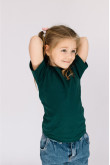 Детская Темно-зеленая футболка хб хлопок натуральная для девочки