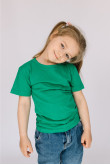 Детская ярко-зеленая футболка 100% натуральная базовая без принта для девочки