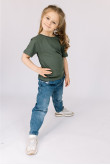 Детская Оливковая Светлая футболка из хлопка натуральная для девочки