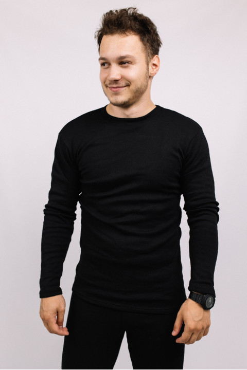 Мужское термобелье Черный комплект кофта и штаны из хлопка