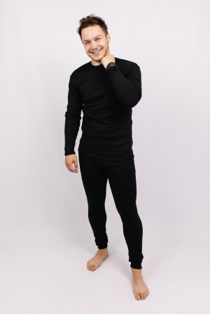 Мужское термобелье Черный комплект кофта и штаны из хлопка