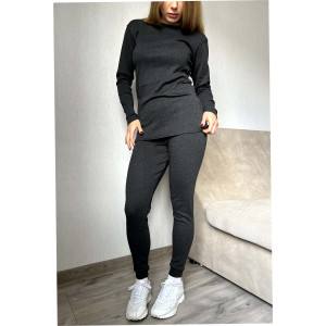 Женское хлопковое термобелье темно-серого цвета