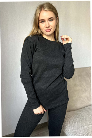 Женское хлопковое термобелье темно-серого цвета