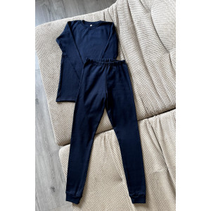 Комплект женского Темно-синеего термобелья из хлопка