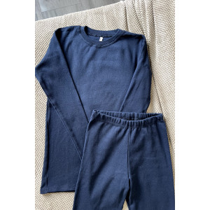 Комплект женского Темно-синеего термобелья из хлопка