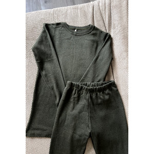 Женское хлопковое термобелье оливкового цвета комплект на зиму и осень