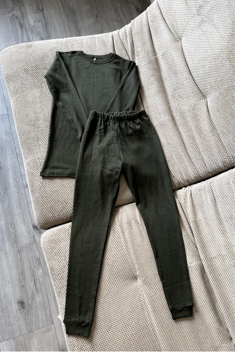 Женское хлопковое термобелье оливкового цвета