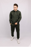 Мужской оливковый спортивный трикотажный костюм двойка из двунитки