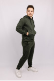 Мужской оливковый спортивный трикотажный костюм двойка из двунитки
