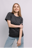 Женская футболка Темно-серый Антрацит трикотажная базовая