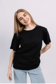 Женская Черная футболка 100% хлопок трикотажная однотонная базовая