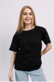 Женская Черная футболка 100% хлопок трикотажная однотонная базовая