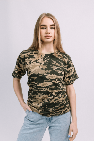 Женская военная футболка Камуфляж Пиксель форма ВСУ