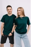 Женская Темно-зеленая футболка хб хлопок трикотажная