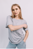Женская Светло-Серая футболка Меланж натуральная трикотажная базовая