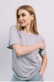 Женская Светло-Серая футболка Меланж натуральная трикотажная базовая