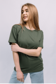 Женская Оливковая Светлая футболка из хлопка натуральная трикотажная