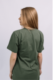 Женская Оливковая Светлая футболка из хлопка натуральная трикотажная