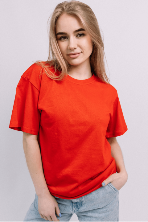 Женская Красная футболка из хлопка натуральная
