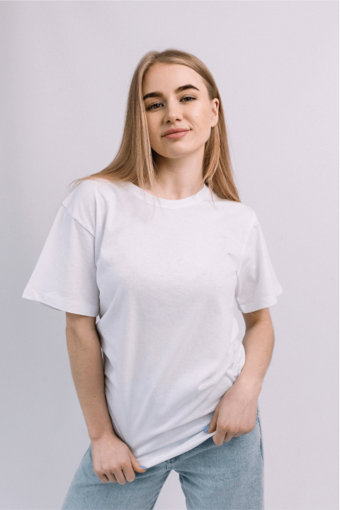 Женская Белая футболка 100% хлопок натуральная трикотажная базовая без принта