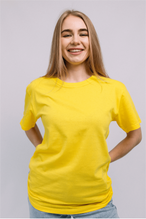 Женская Желтая футболка из натурального хлопка