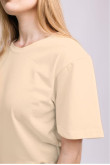 Женская Бежевая футболка натуральная трикотажная базовая