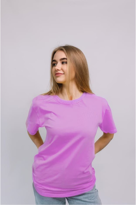 Женская Сиреневая футболка хб хлопок трикотажная 