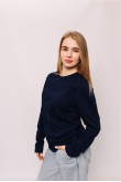 Женский лонгслив темно-синего цвета из 100% хлопка