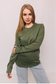 Женский легкий базовый оливковый лонгслив