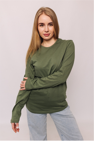 Женский легкий базовый оливковый лонгслив